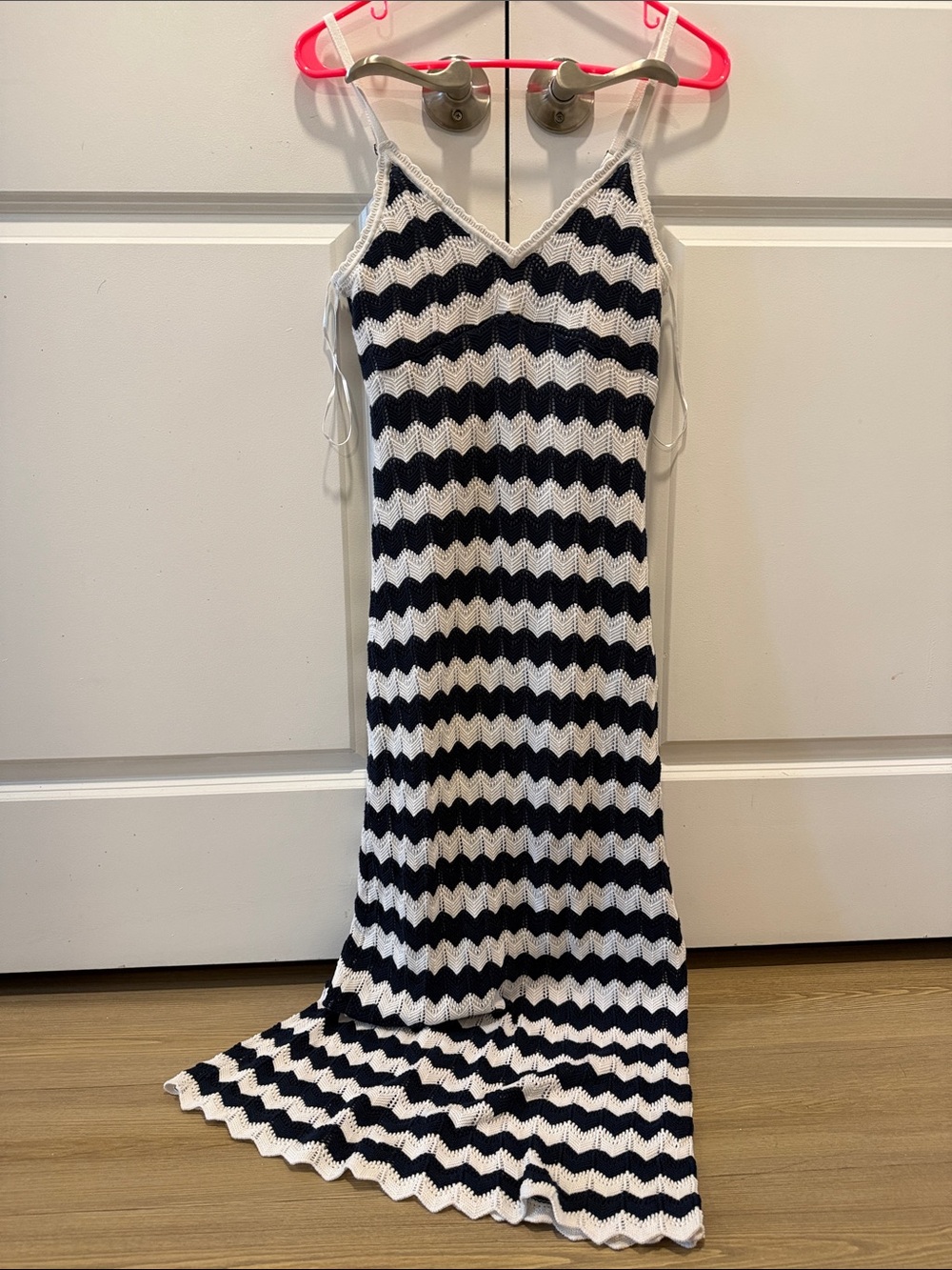 Hollister Navy and White Chevron Maxi Sundress